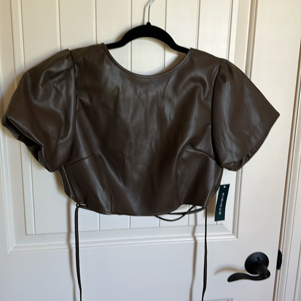 Backless faux leather top